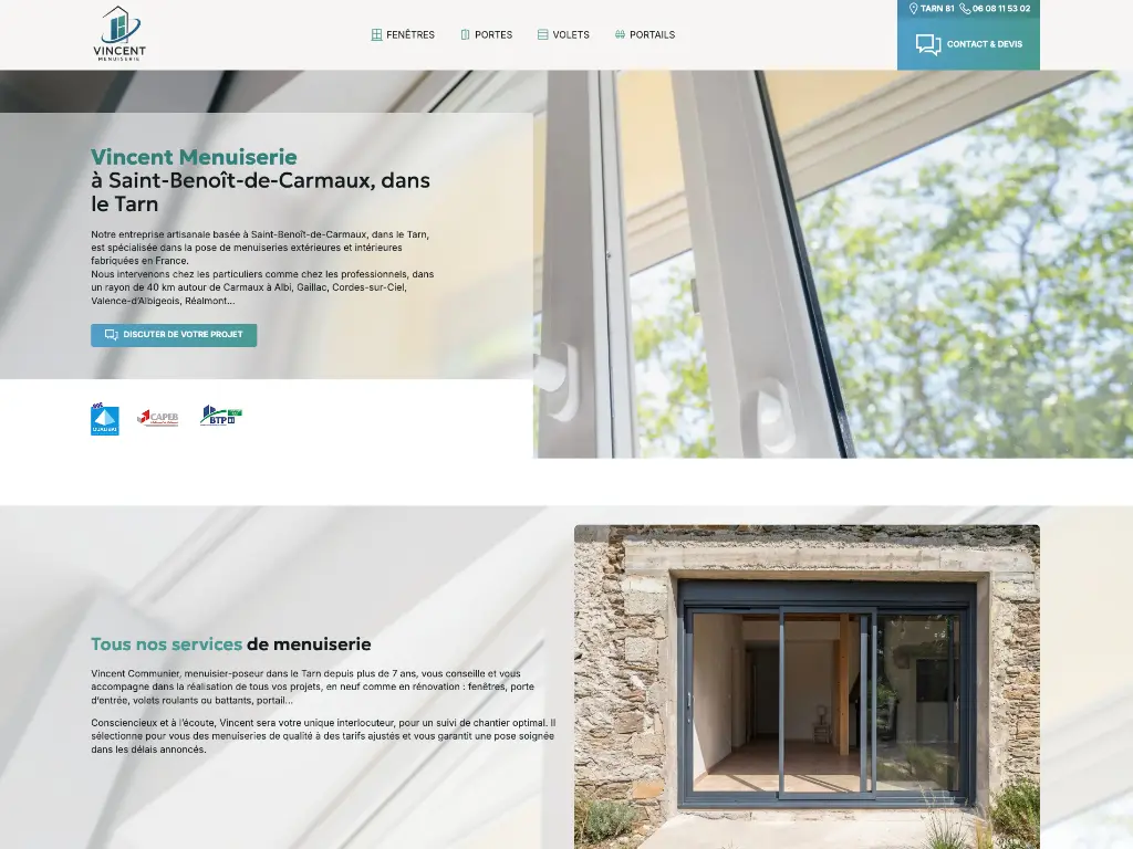 site web Vincent Menuiserie